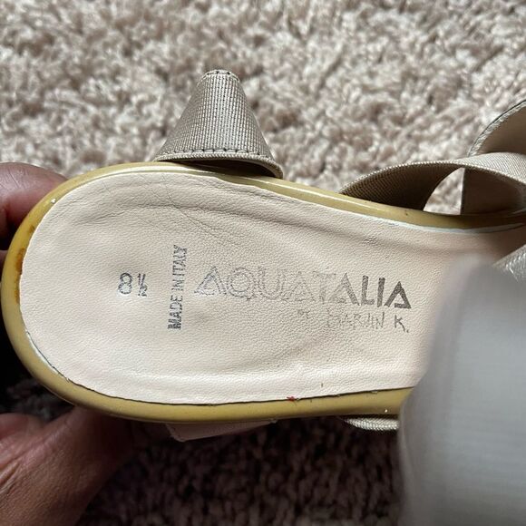 Aquatalia by Marvin K Tan Patent Strappy Wedge Sandals; SZ 8.5; Good Condition - Picture 6 of 16